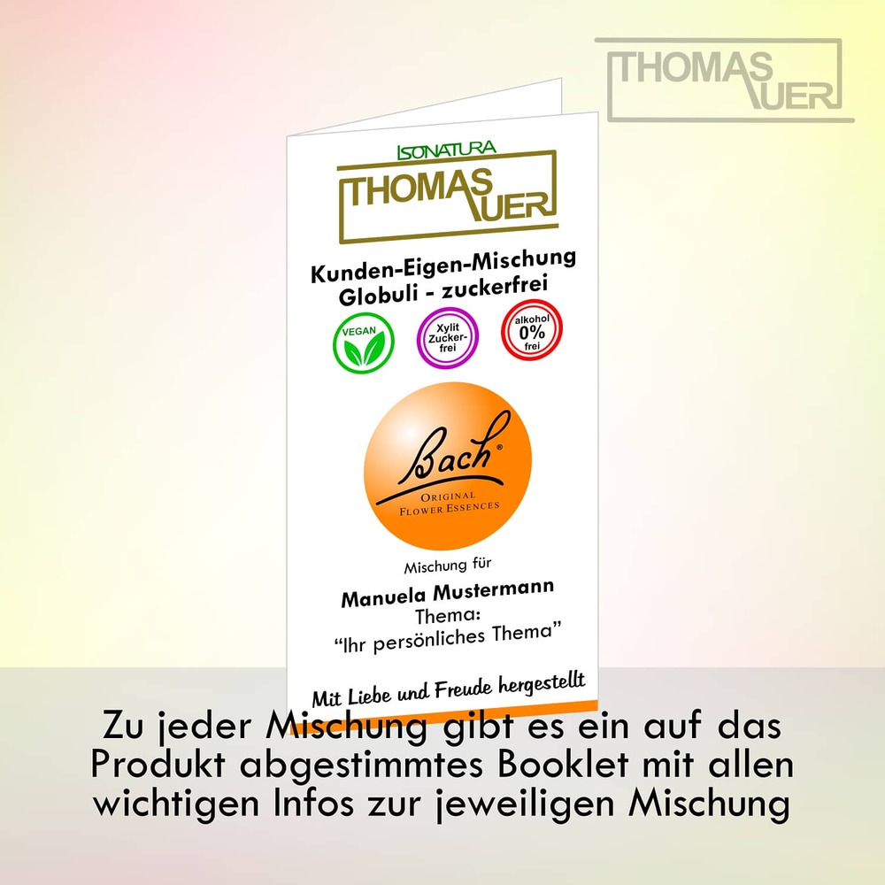 Booklet - Bachblüten Kunden-Eigenmischung Globuli ZUCKERFREI - Bild
