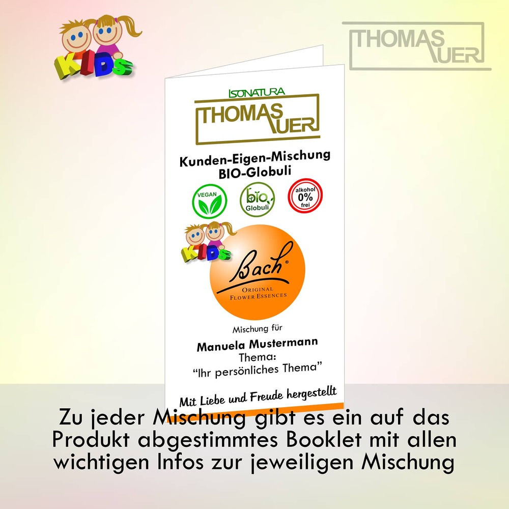 Booklet - Bachblüten Kunden-Eigenmischung BIO-Globuli KIDS - Bild