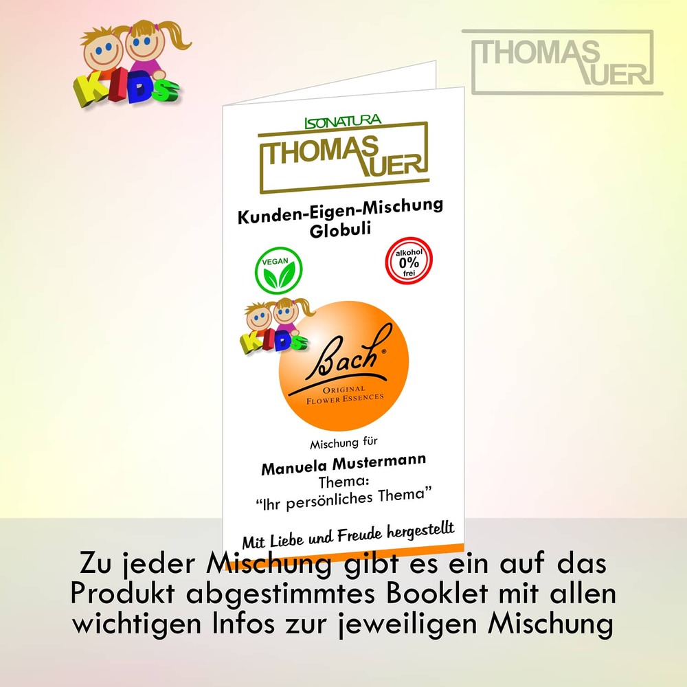 Booklet - Bachblüten Kund-Eneigenmischung Globuli KIDS - Bild