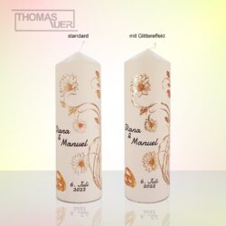 hochzeitskerze blumen gold - hauptbild