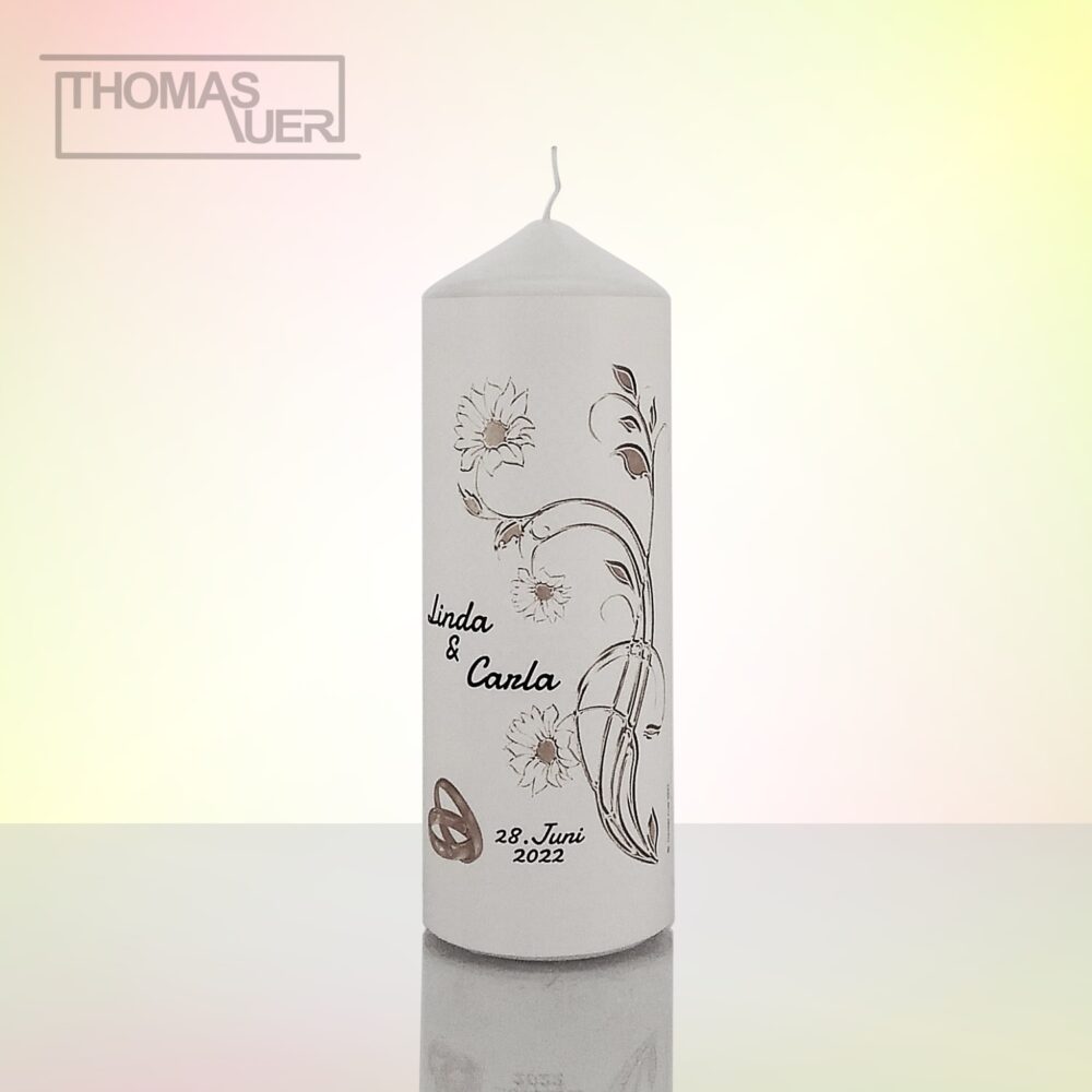 hochzeitskerze blumen silber - L produktbild