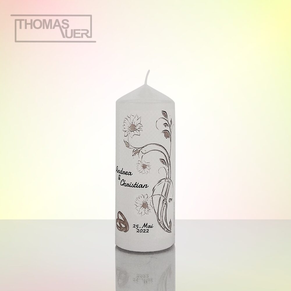 hochzeitskerze blumen silber - M produktbild