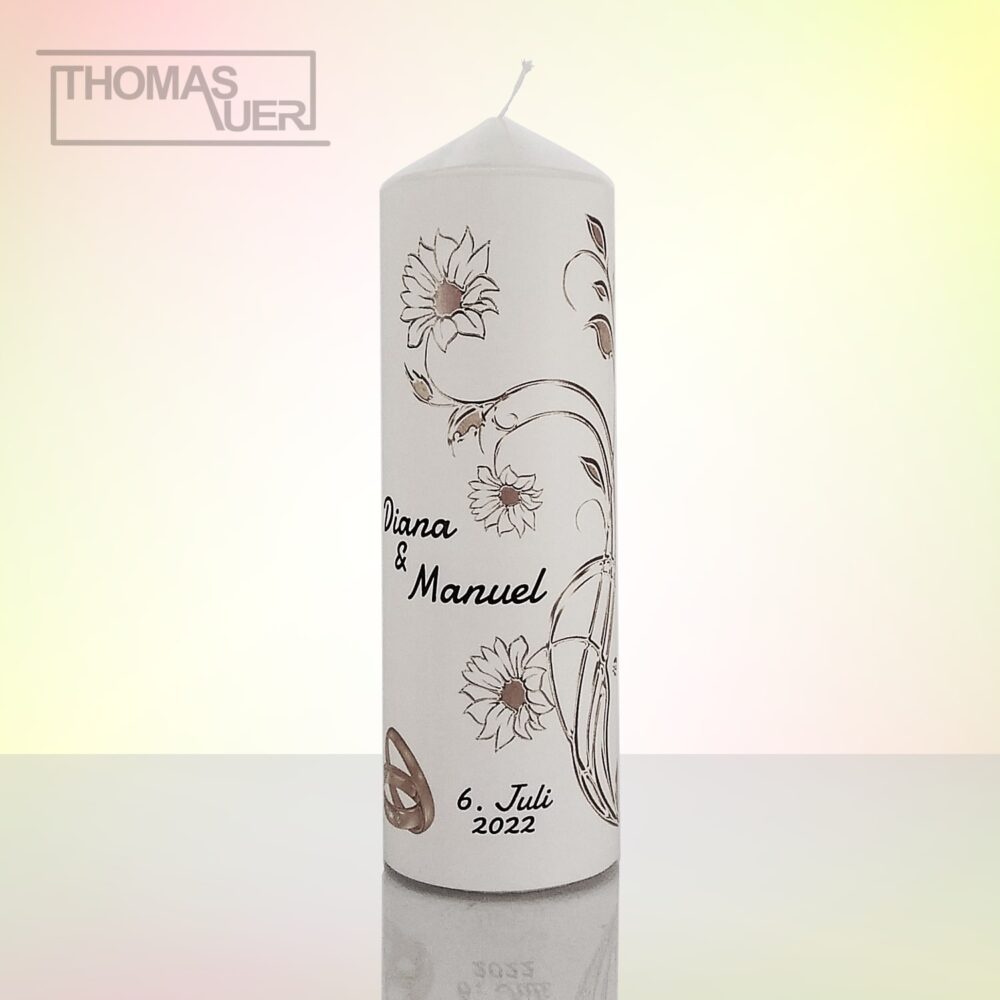 hochzeitskerze blumen silber - XL produktbild