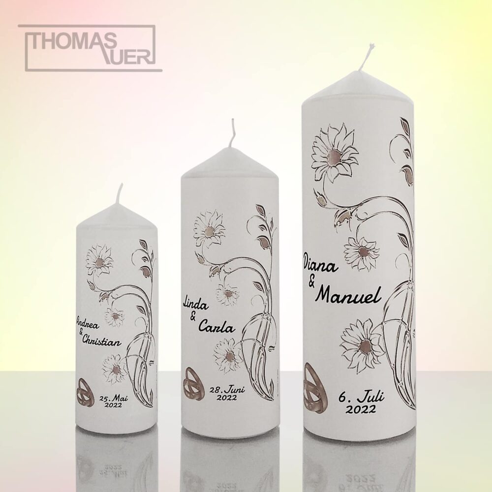 hochzeitskerze blumen silber - varianten produktbild
