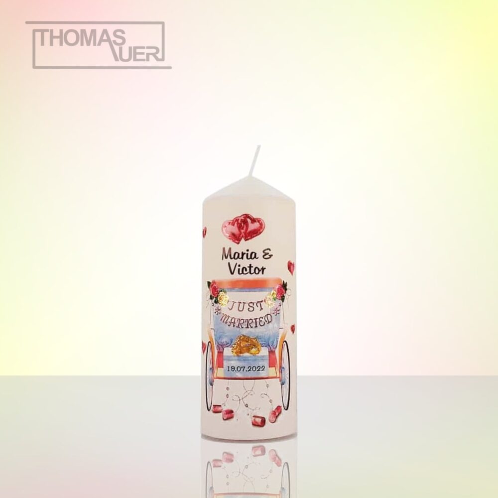 hochzeitskerze-just-married - glittereffekt - M produktbild