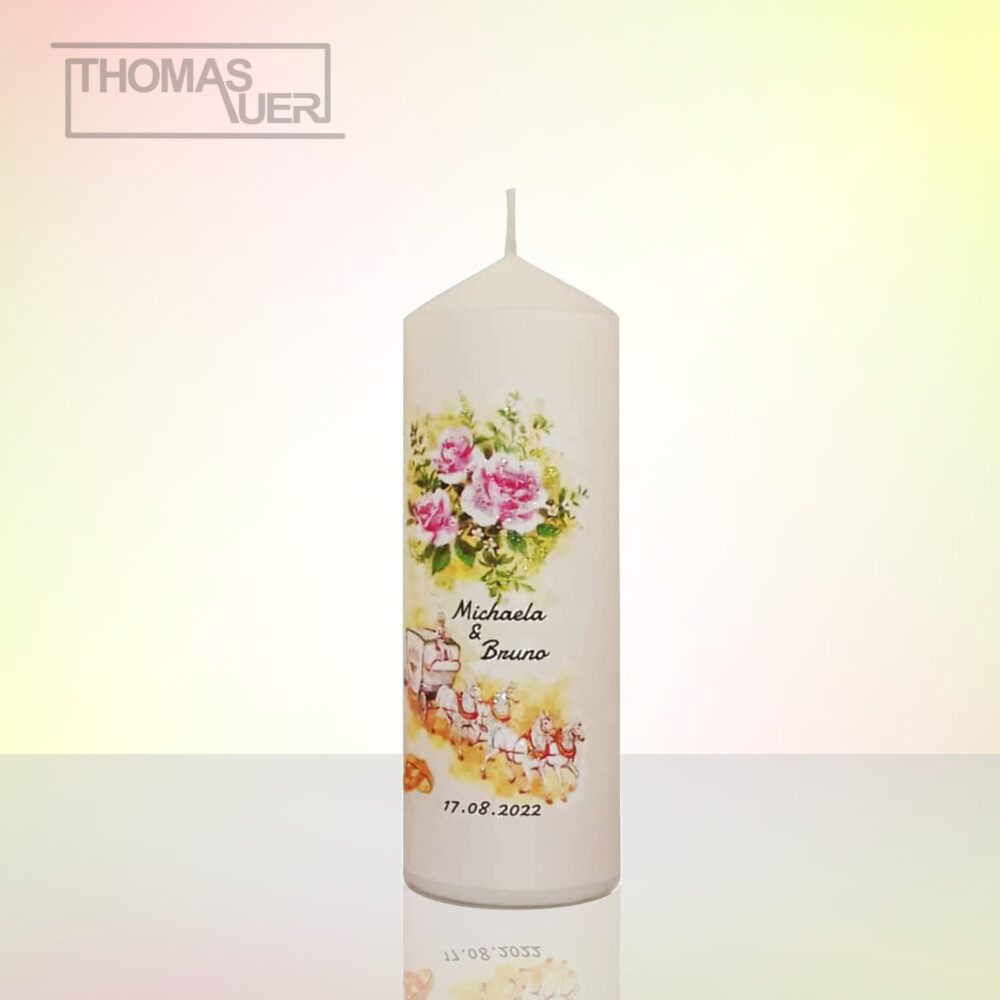 hochzeitskerze-kutsche - glittereffekt - L produktbild