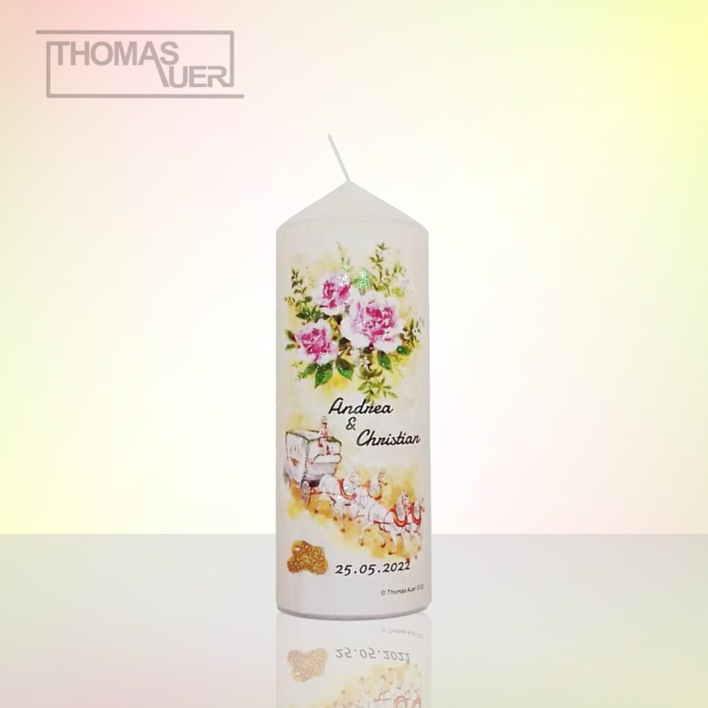 hochzeitskerze-kutsche - glittereffekt - M produktbild