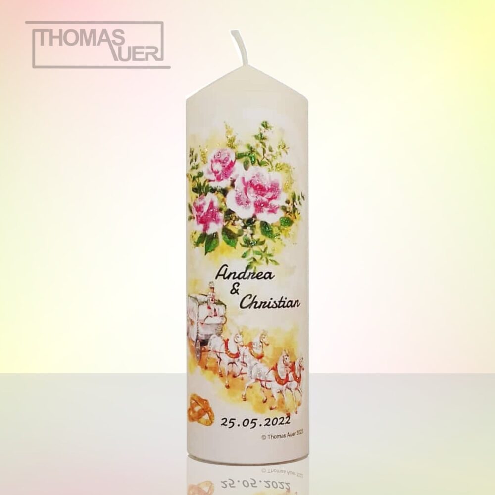hochzeitskerze-kutsche - glittereffekt - XL produktbild