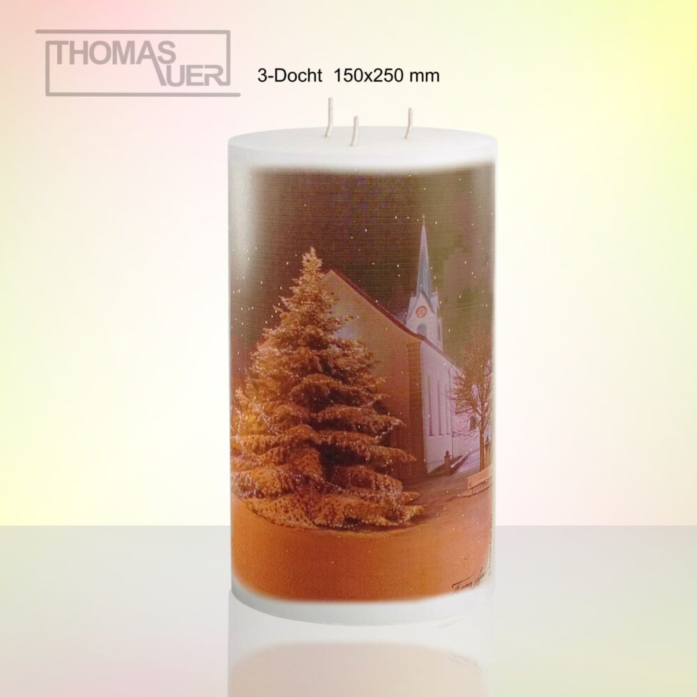 kerze christbaum mit kirche 3-D-L produktbild