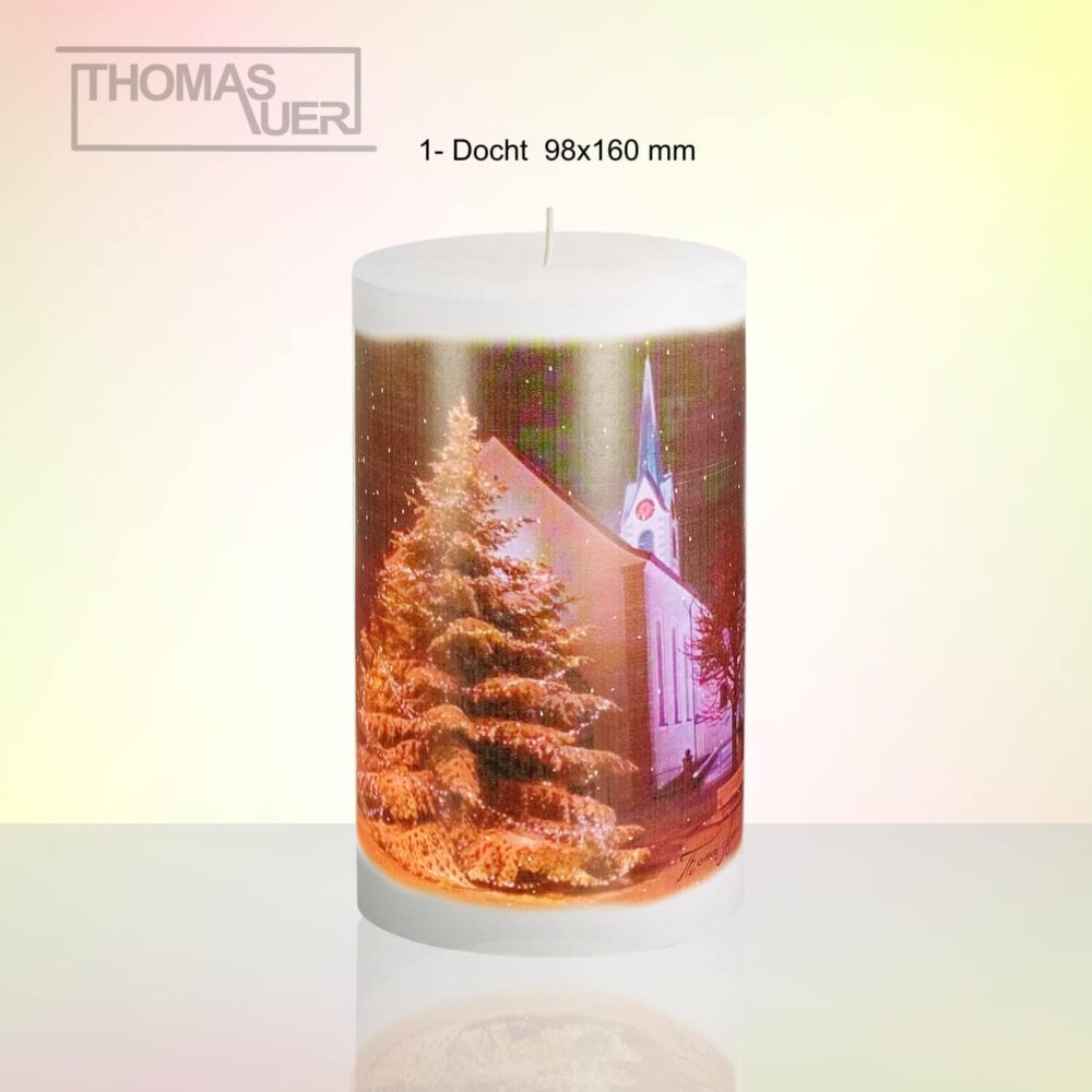 kerze christbaum mit kirche1-D produktbild