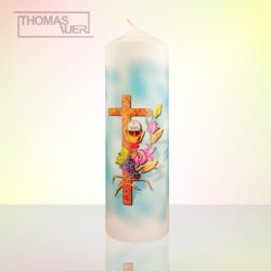 kerze-kreuz mit kelch - XL blau produktbild