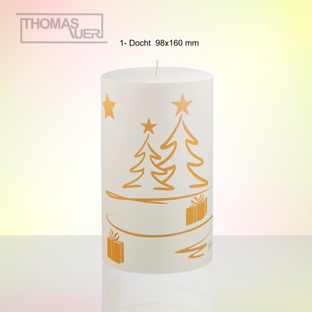 kerze weihnachten tannenbaum modern gold 1-D produktbild
