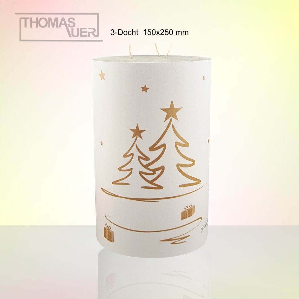 kerze weihnachten tannenbaum modern gold 3-D-L produktbild