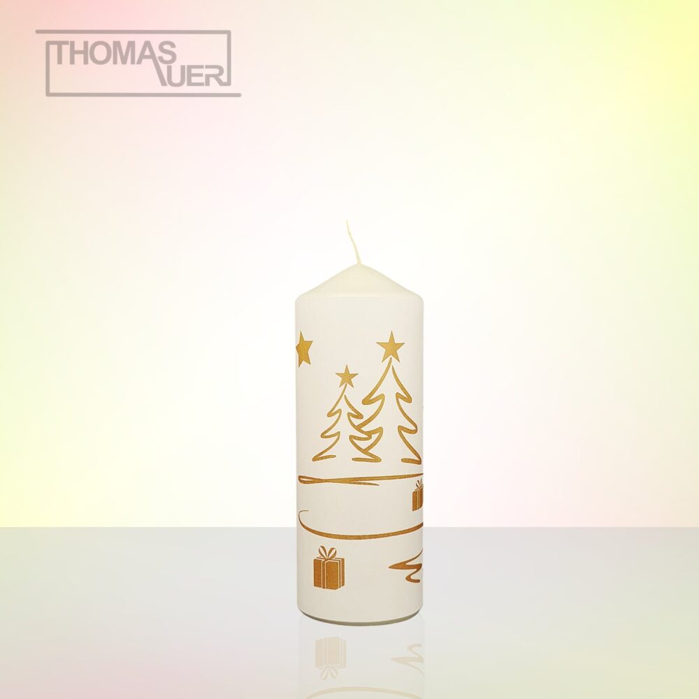 kerze weihnachten tannenbaum modern gold M produktbild