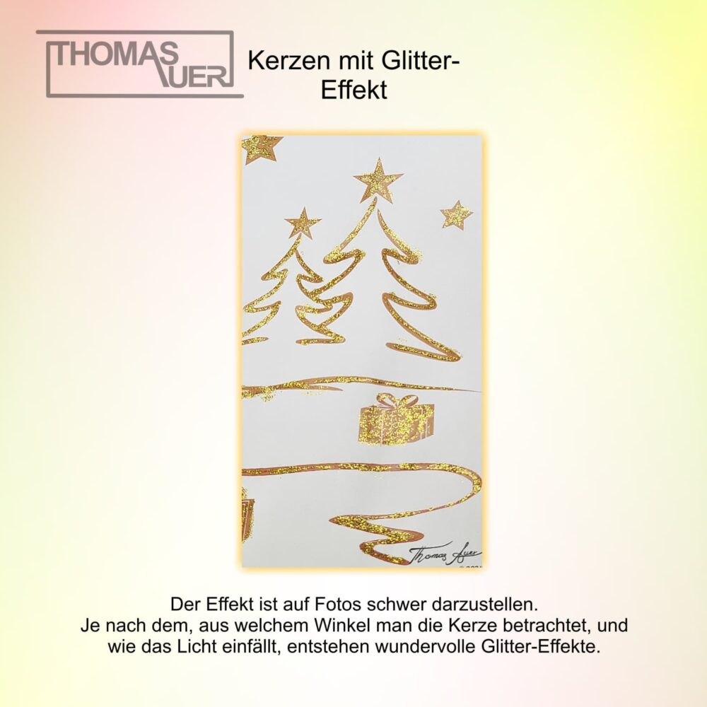 kerze weihnachten tannenbaum modern gold glittereffekt