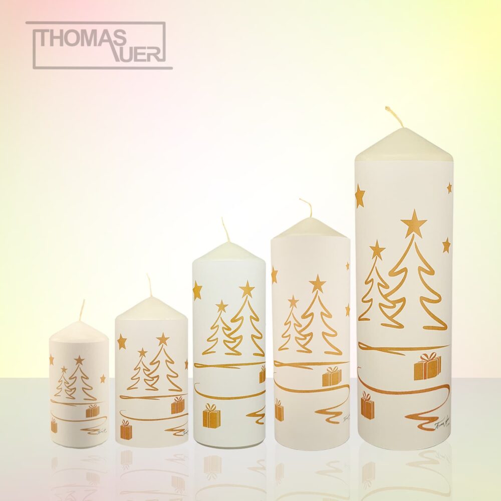 kerze weihnachten tannenbaum modern gold variante produktbild