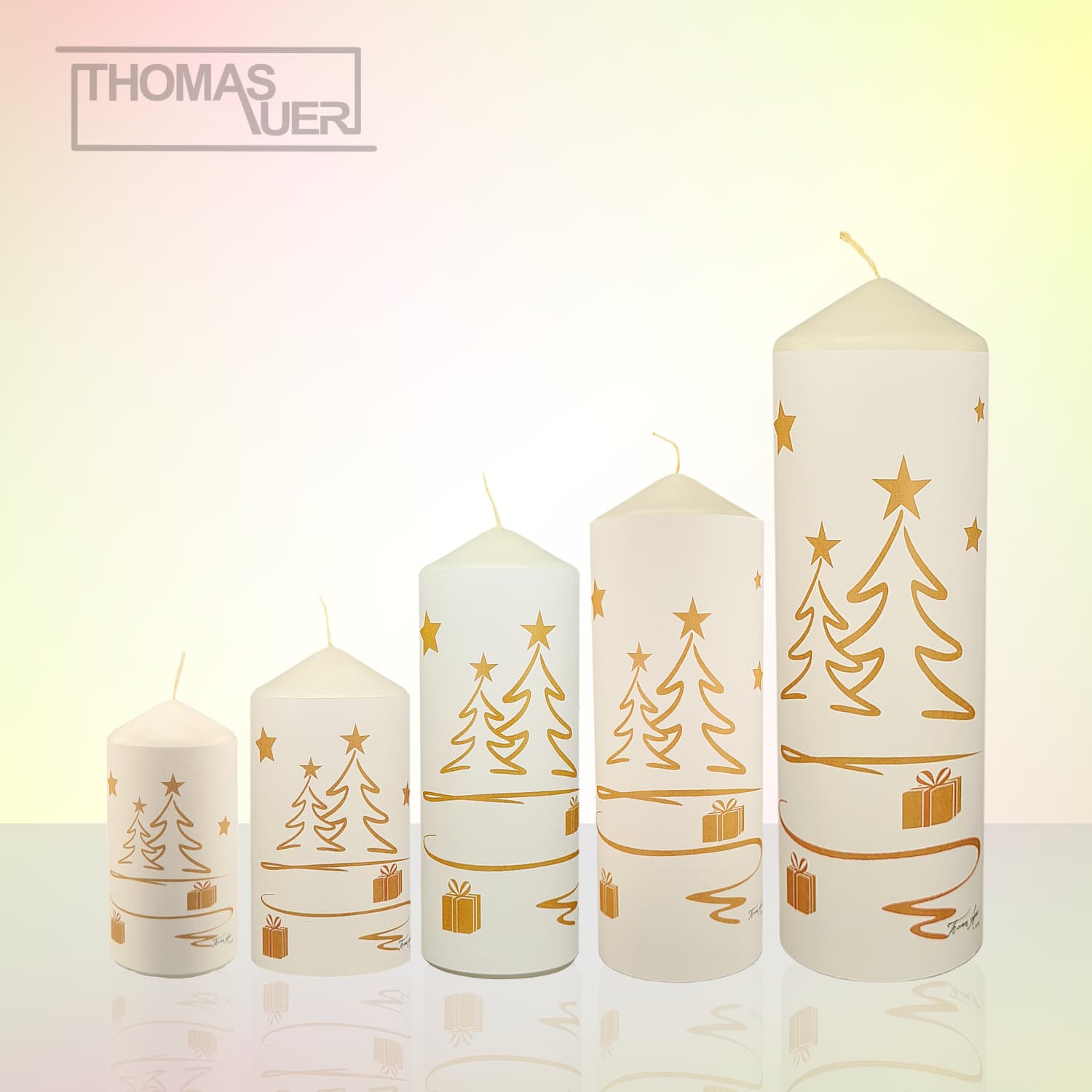 kerze weihnachten tannenbaum modern gold variante produktbild