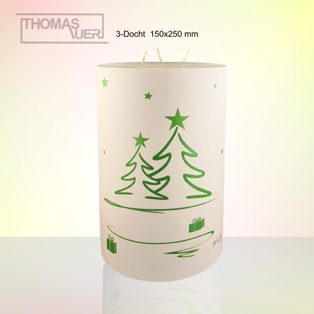 kerze weihnachten tannenbaum modern grün 3-D-L produktbild