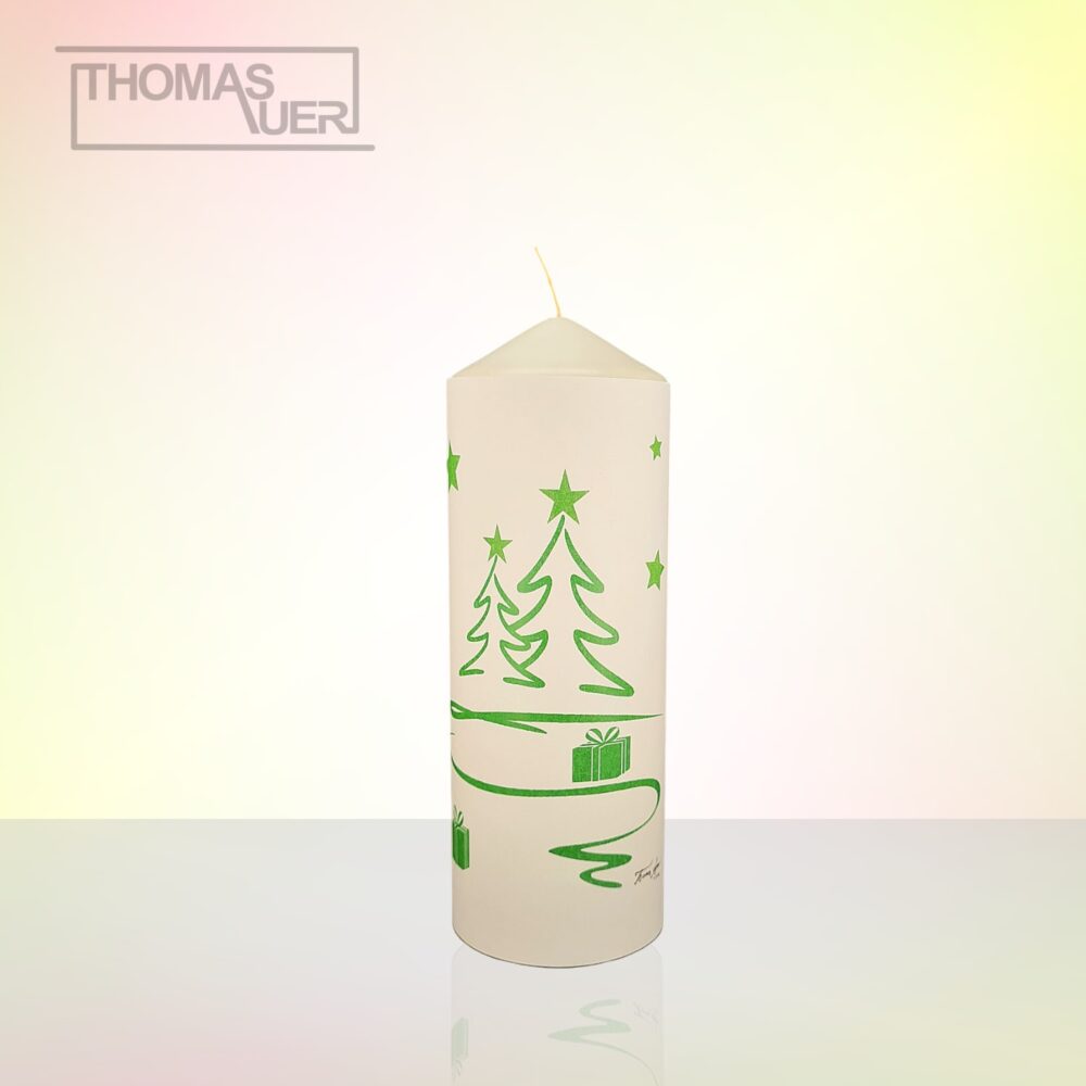 kerze weihnachten tannenbaum modern grün L produktbild