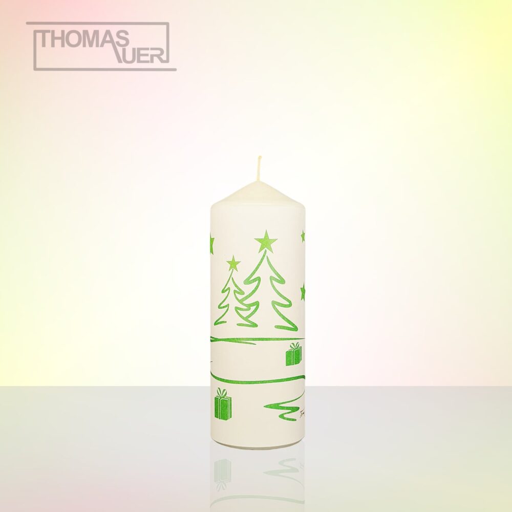 kerze weihnachten tannenbaum modern grün M produktbild