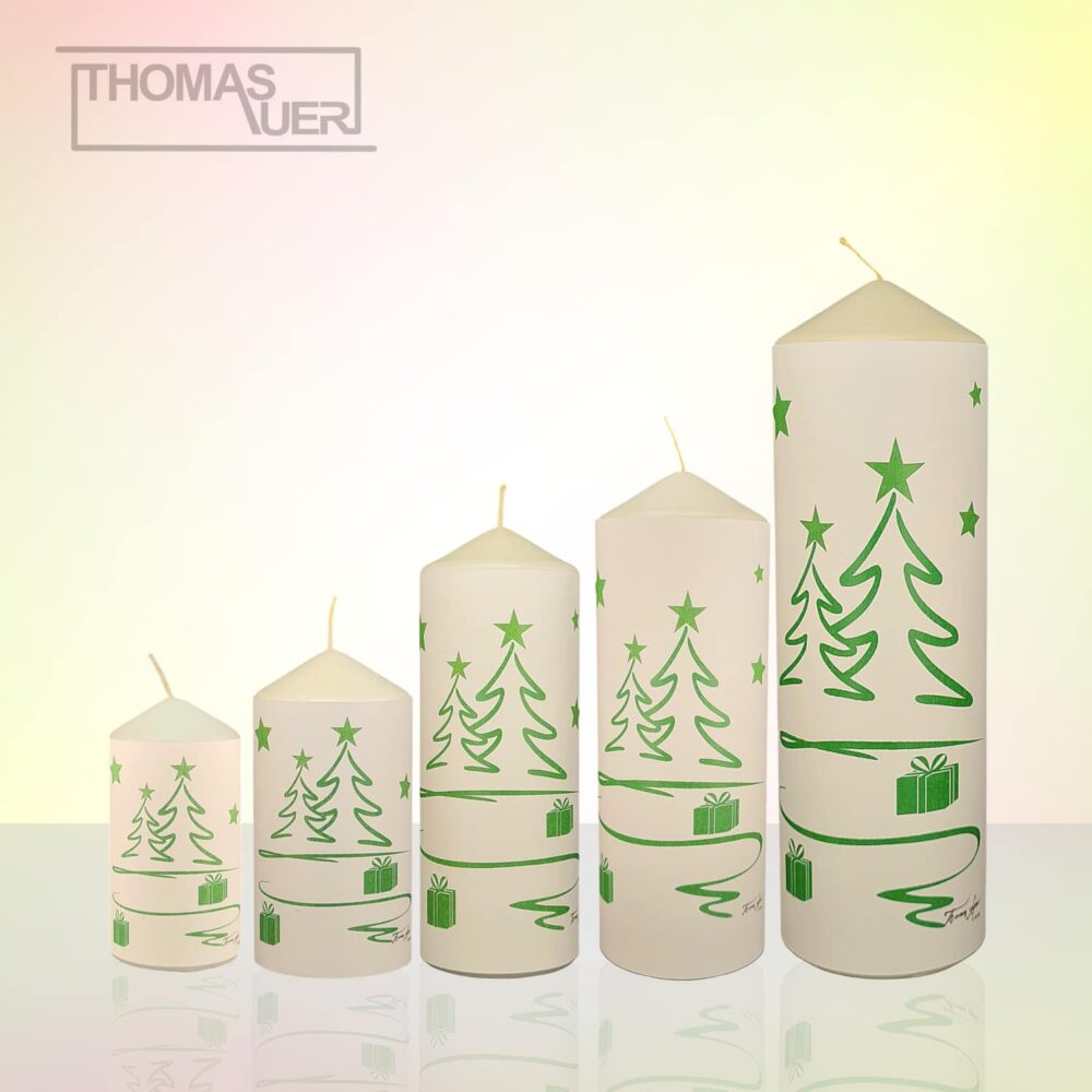 kerze weihnachten tannenbaum modern grün varianten produktbild