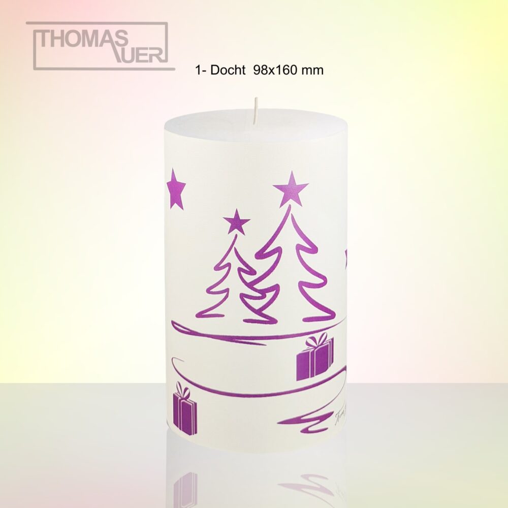 kerze weihnachten tannenbaum modern lila-violett 1-D produktbild
