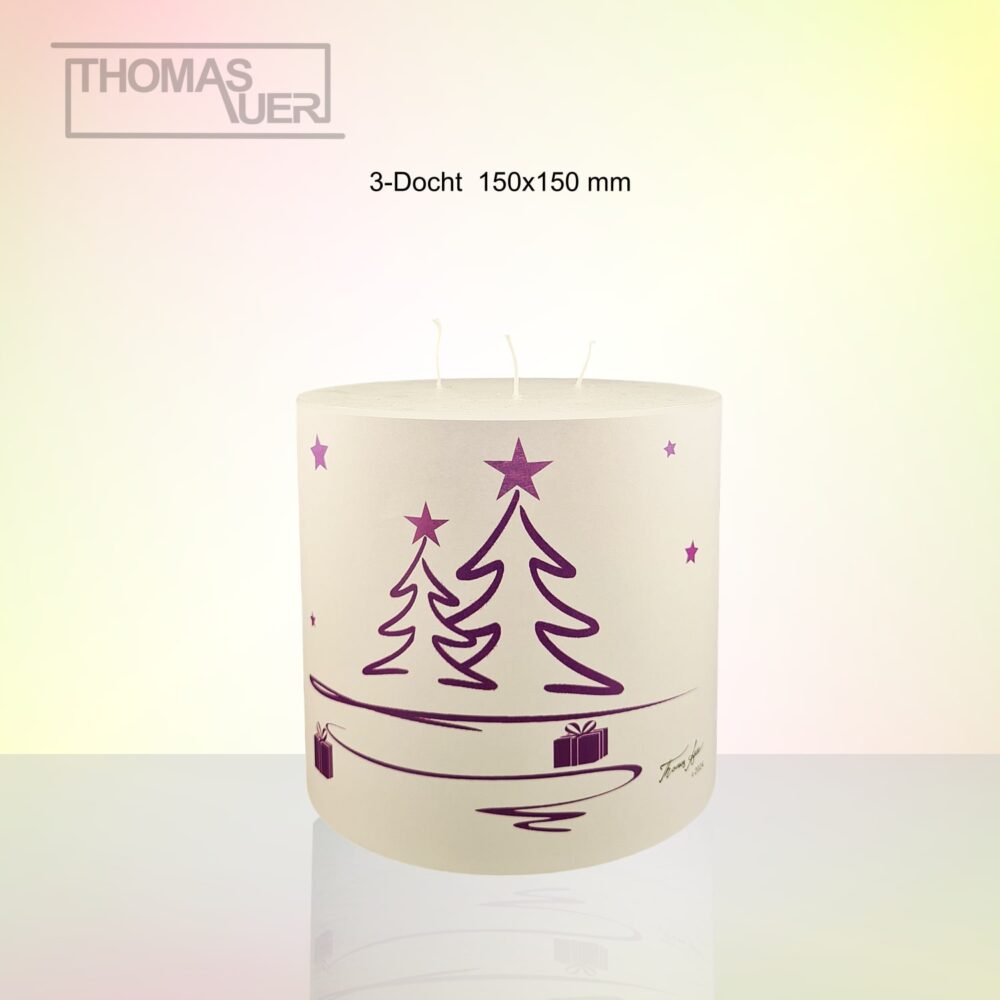 kerze weihnachten tannenbaum modern lila-violett 3-D produktbild