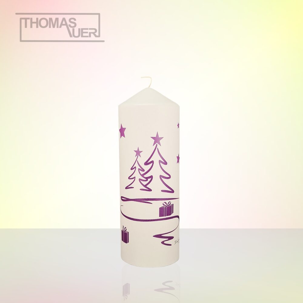kerze weihnachten tannenbaum modern lila-violett L produktbild