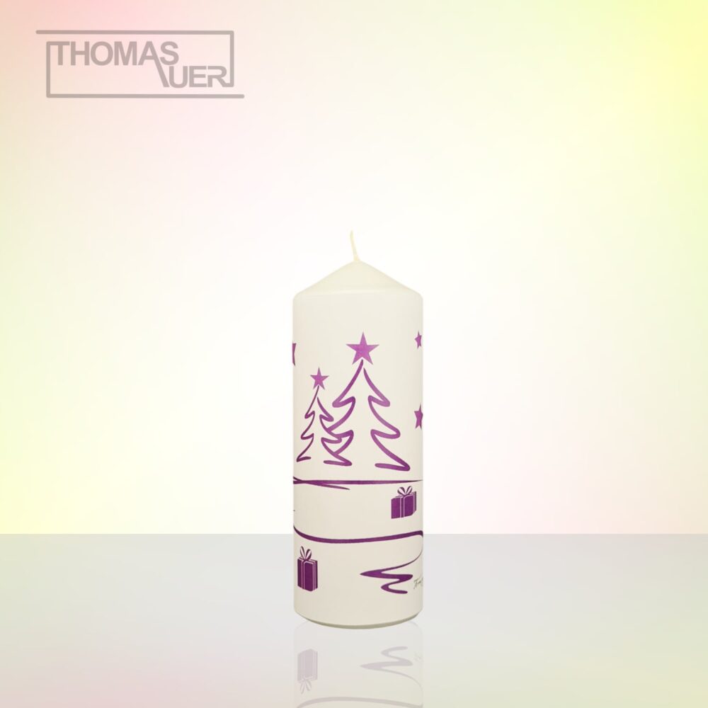 kerze weihnachten tannenbaum modern lila-violett M produktbild