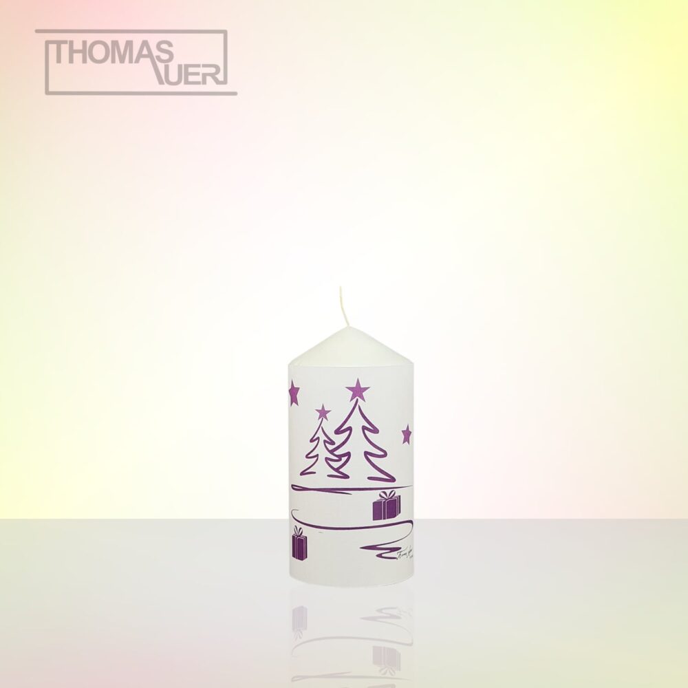 kerze weihnachten tannenbaum modern lila-violett S produktbild