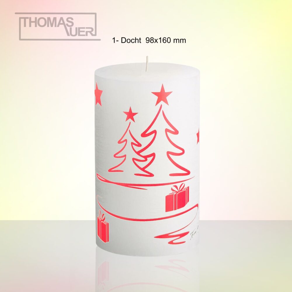 kerze weihnachten tannenbaum modern rot 1-D produktbild