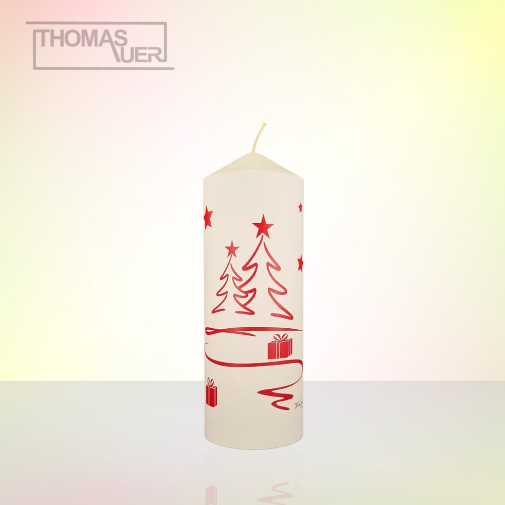 kerze weihnachten tannenbaum modern rot L produktbild
