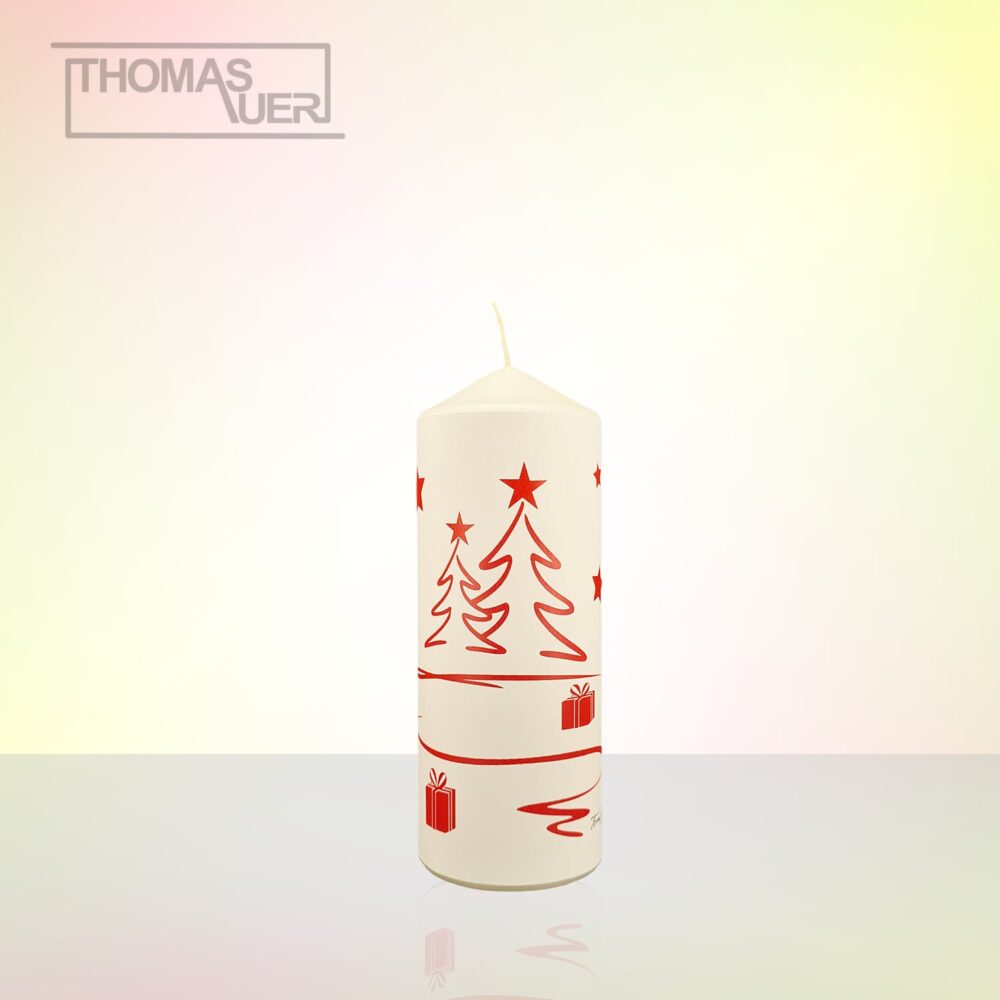 kerze weihnachten tannenbaum modern rot M produktbild