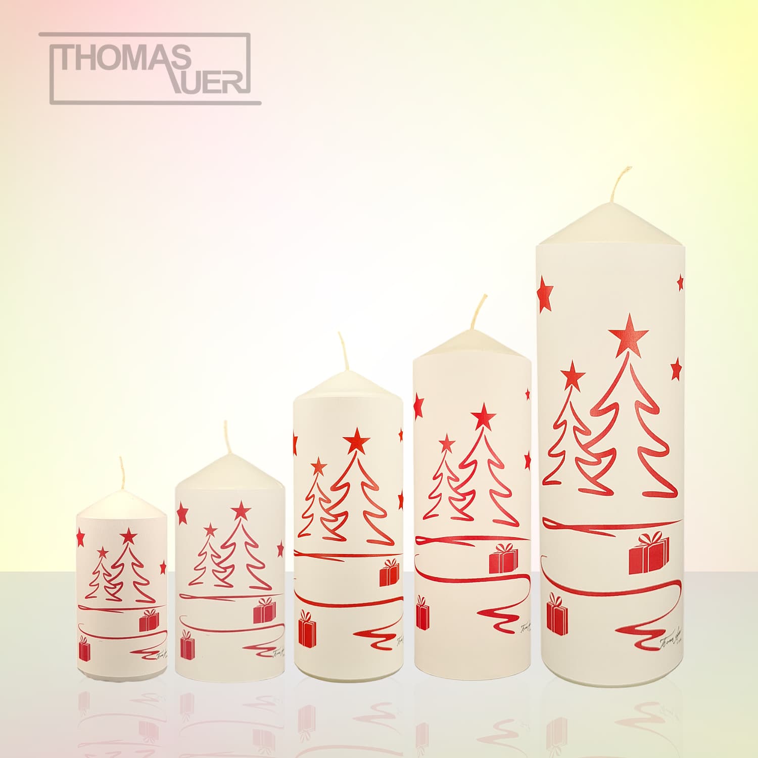 kerze weihnachten tannenbaum modern rot varianten produktbild