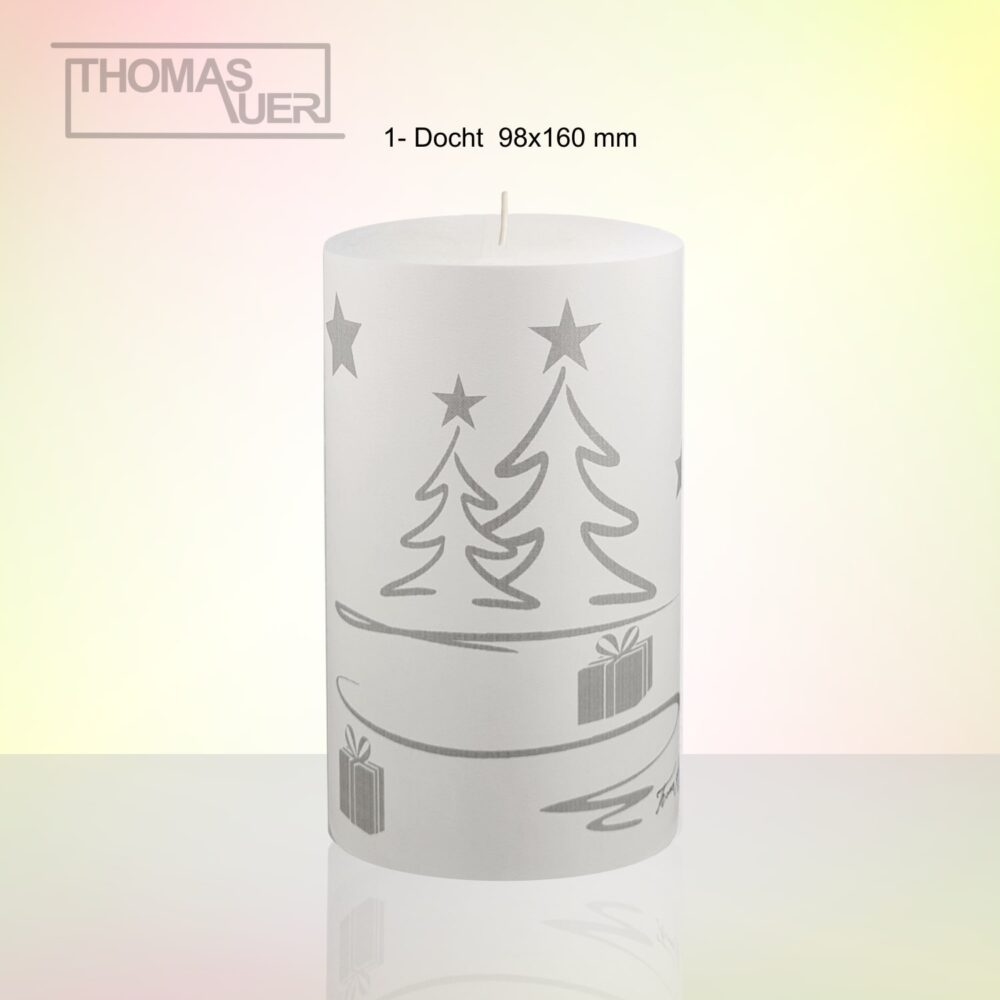 kerze weihnachten tannenbaum modern silber 1-D produktbild
