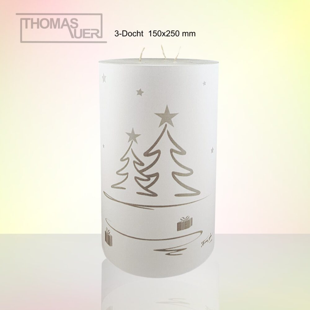kerze weihnachten tannenbaum modern silber 3-D-L produktbild