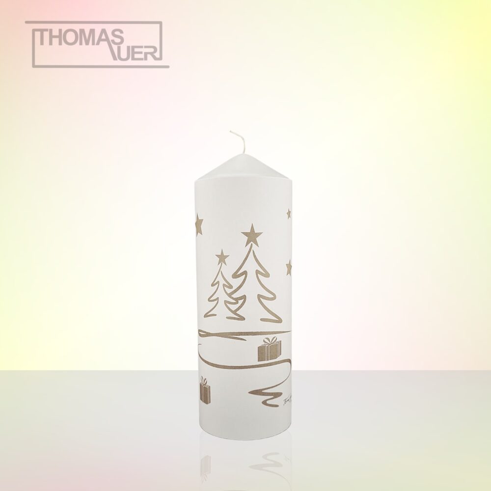 kerze weihnachten tannenbaum modern silber L produktbild