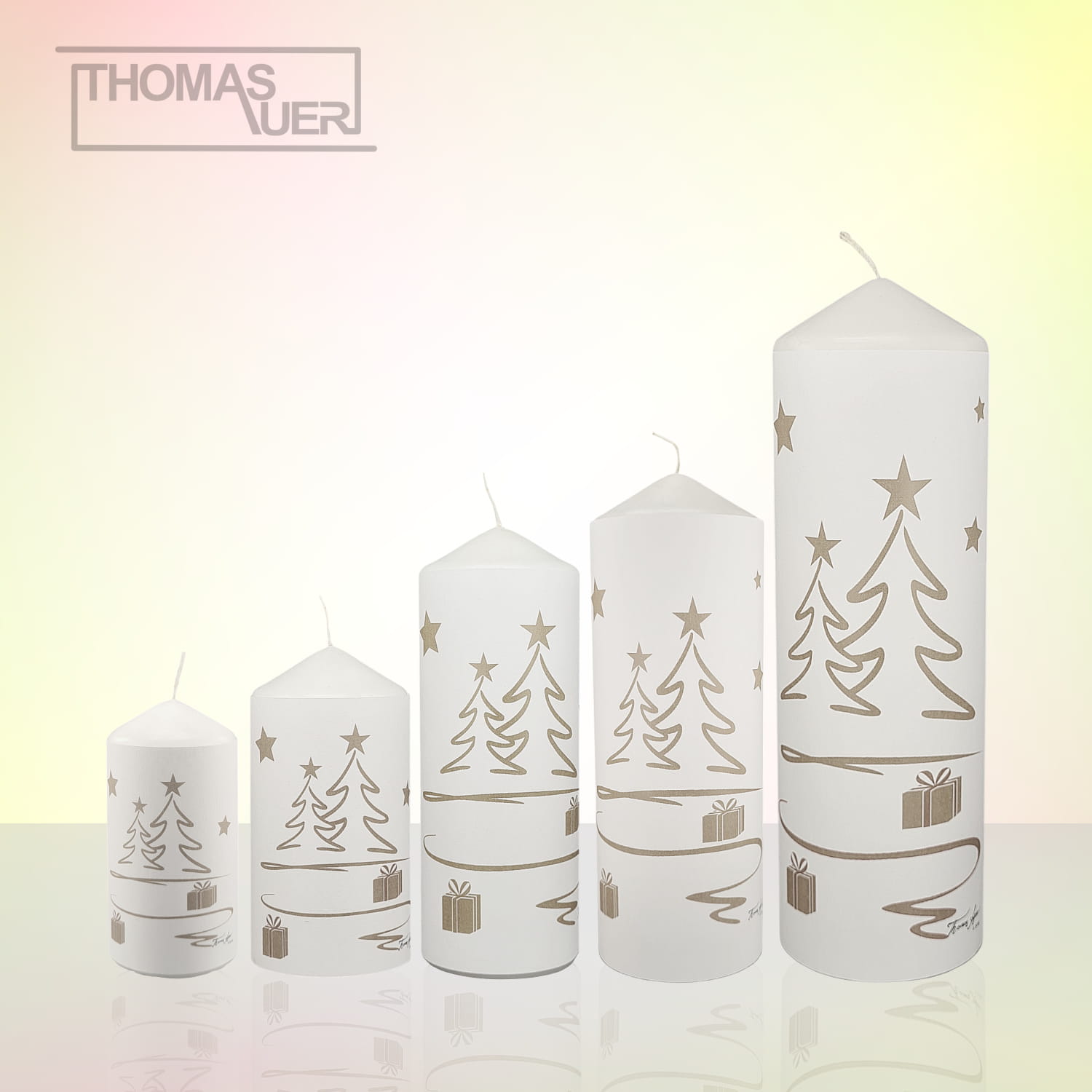 kerze weihnachten tannenbaum modern silber varianten produktbild