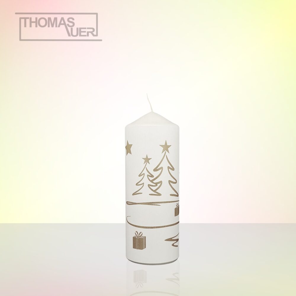 kerze weihnachten tannenbaum modern silber M produktbild