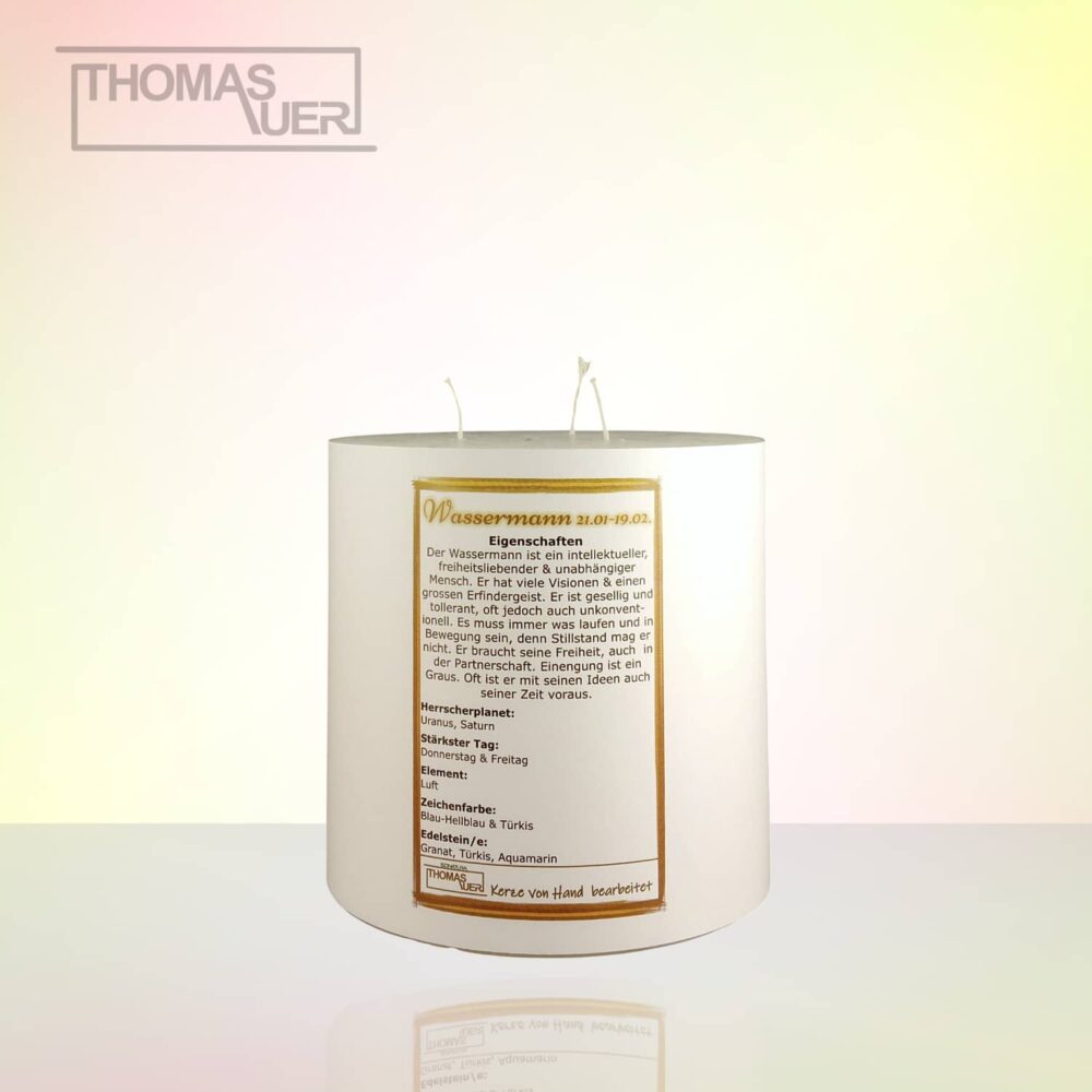 Produktbild Sternzeichenkerze-Wassermann - Beschreibung-3-D