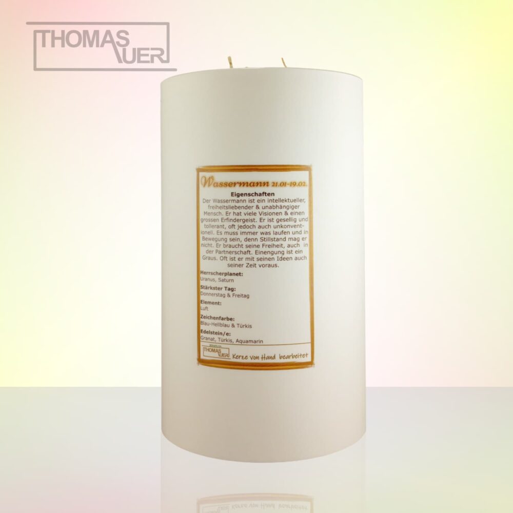 Produktbild Sternzeichenkerze-Wassermann - Beschreibung-3-D-L