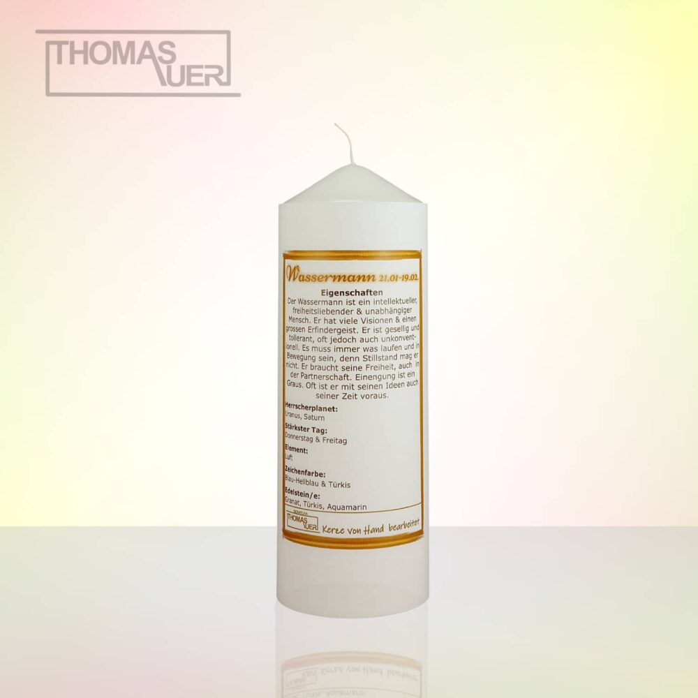 Produktbild Sternzeichenkerze-Wassermann - Beschreibung-L