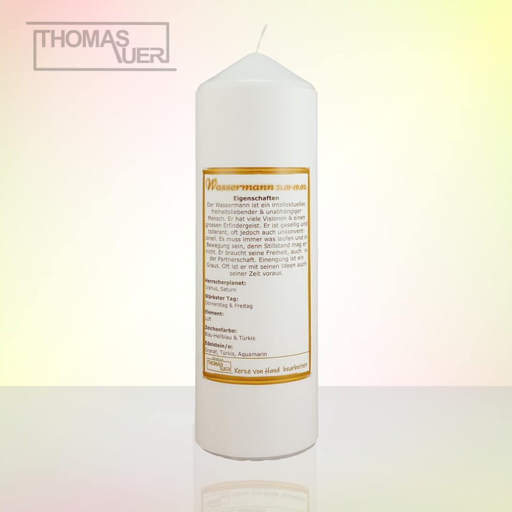 Produktbild Sternzeichenkerze-Wassermann - Beschreibung-XL