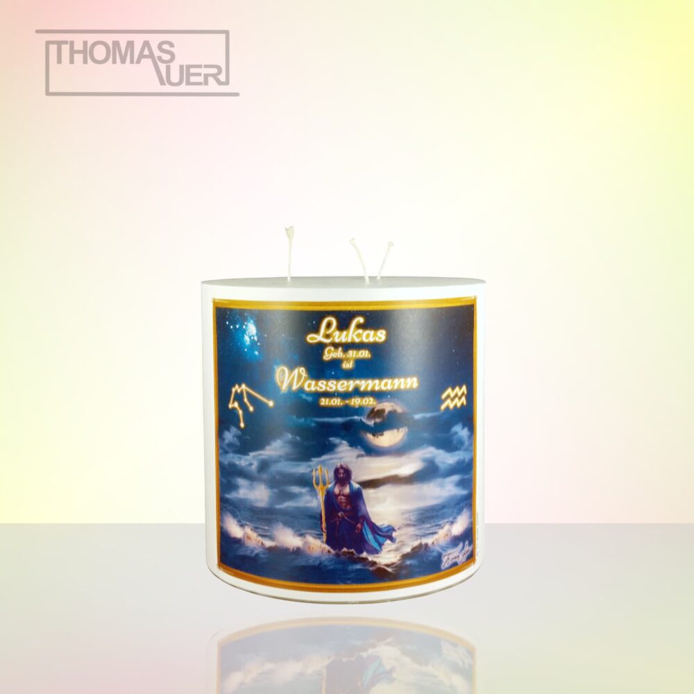 Produktbild Sternzeichenkerze-Wassermann -mit Namen-3-D