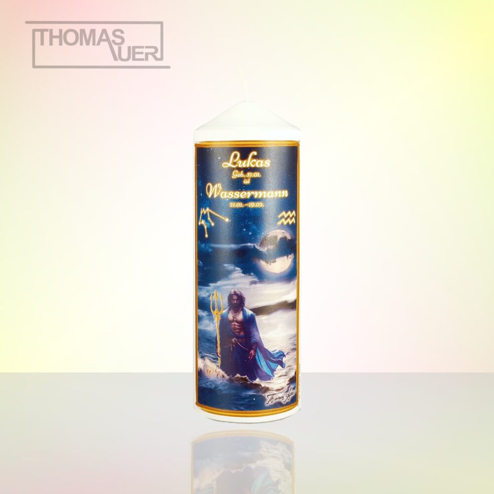 Produktbild Sternzeichenkerze-Wassermann -mit Namen-L