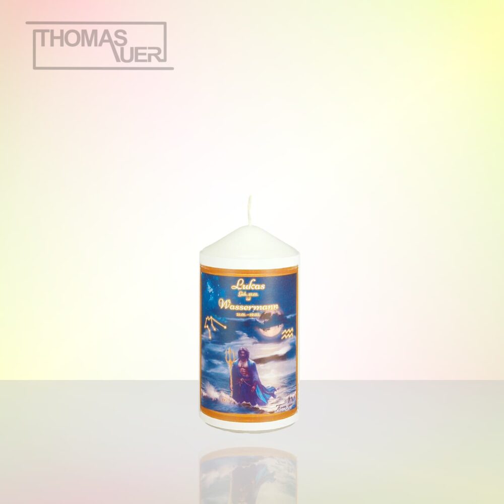 Produktbild Sternzeichenkerze-Wassermann -mit Namen-S