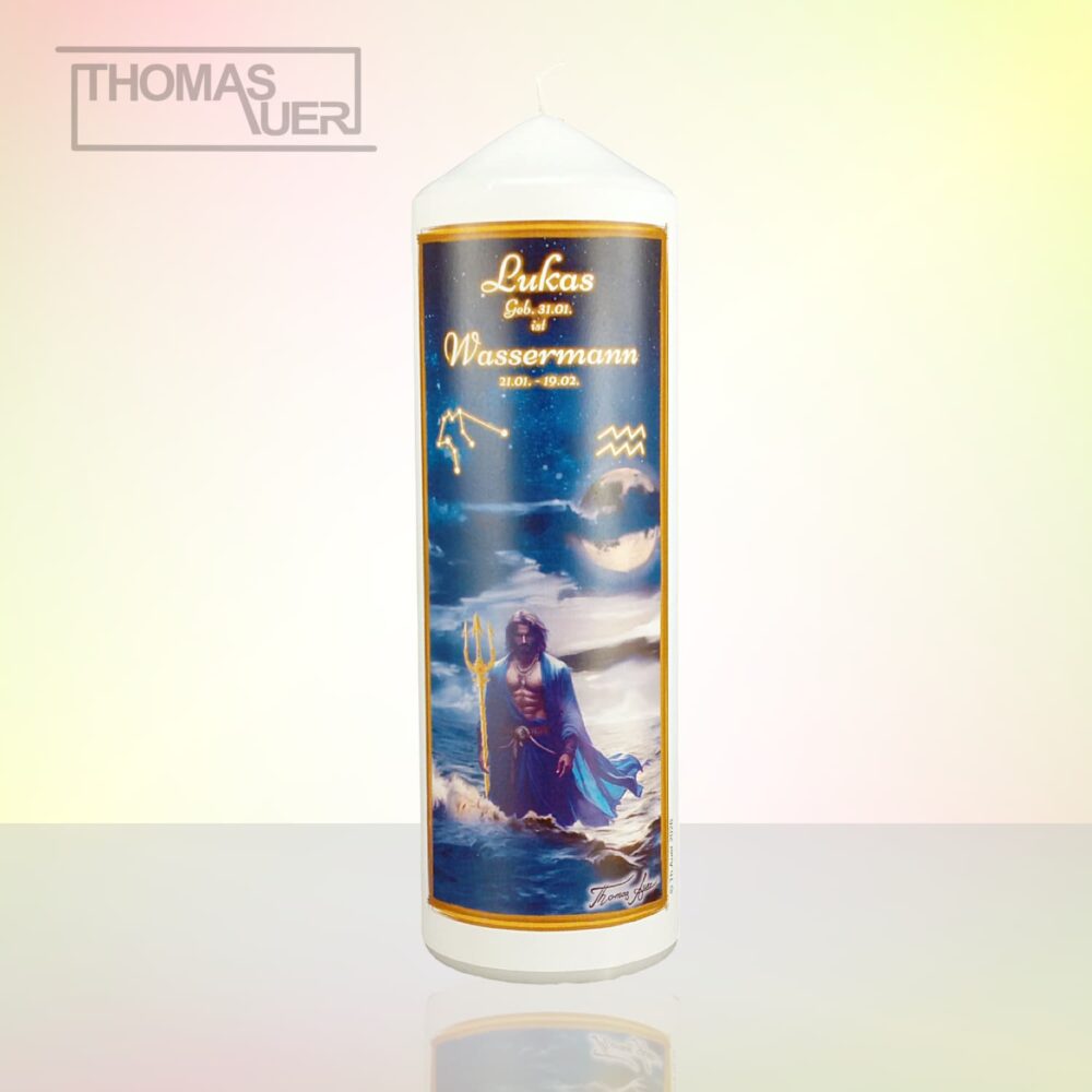 Produktbild Sternzeichenkerze-Wassermann -mit Namen-XL