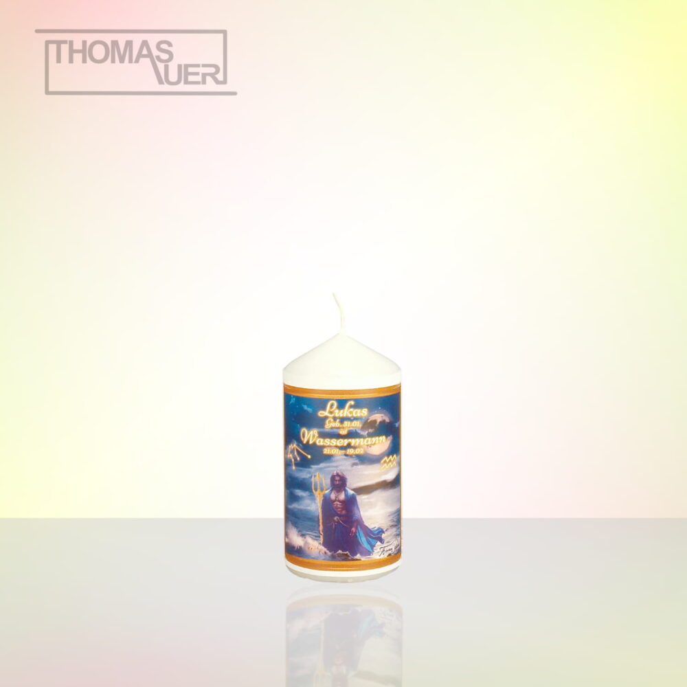 Produktbild Sternzeichenkerze-Wassermann -mit Namen-XS