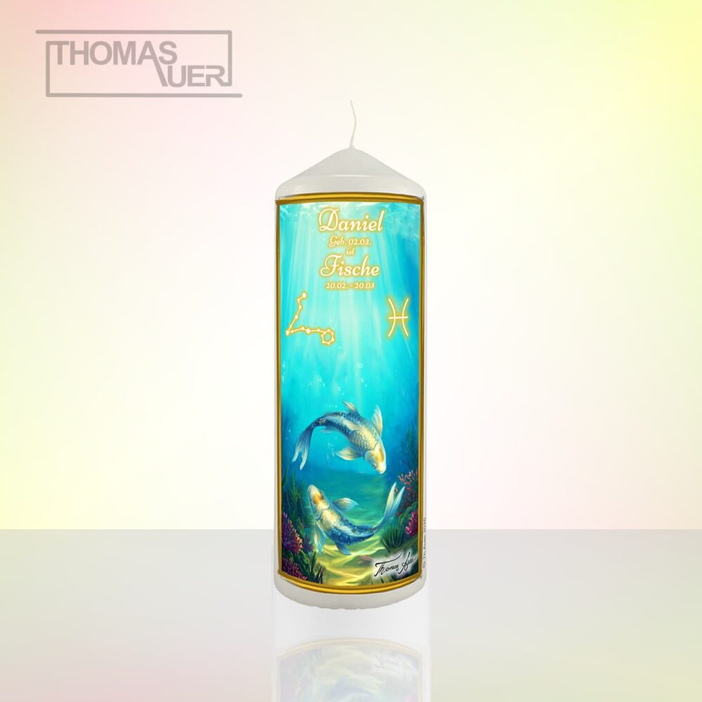 Produktbild Sternzeichenkerze Fische L - mit Namen