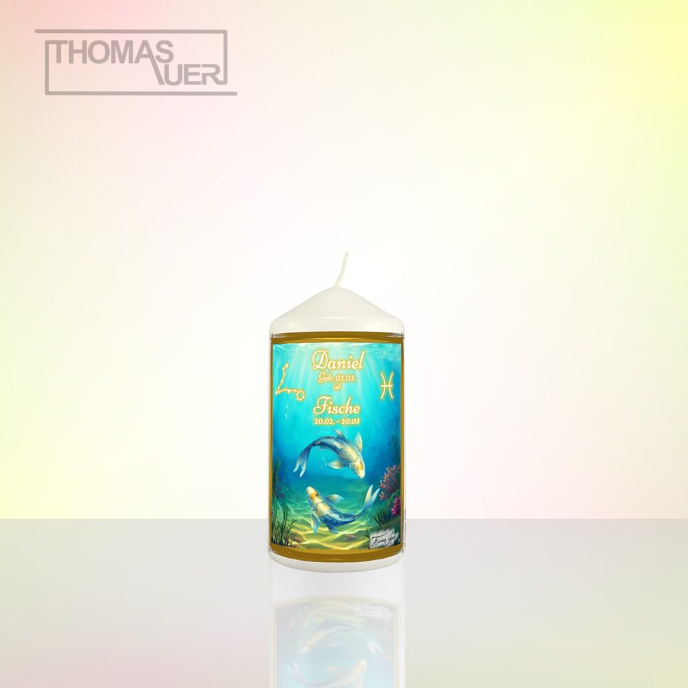 Produktbild Sternzeichenkerze Fische S - mit Namen